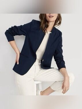 OLD NAVY Pixie Blazer Jacket XL Tall NWT Navy Blue Preppy Nautical Business